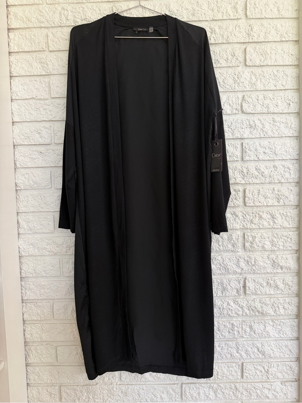 Dex Black Longline Open-Front Duster Midi Cardigan